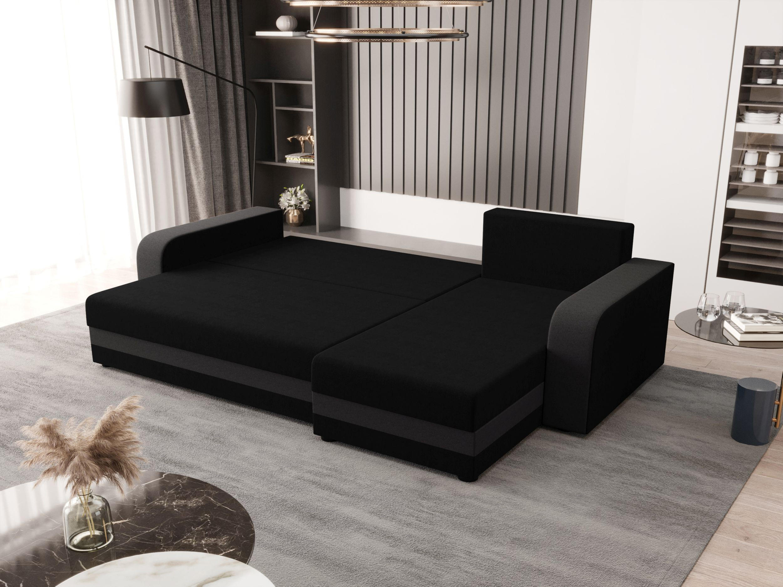 ECKSOFA HEWLET L BIS Sawana 14+05 Rechts mit Schlaffunktion - Dunkelgrau, Textil (240/140cm) - Bedante