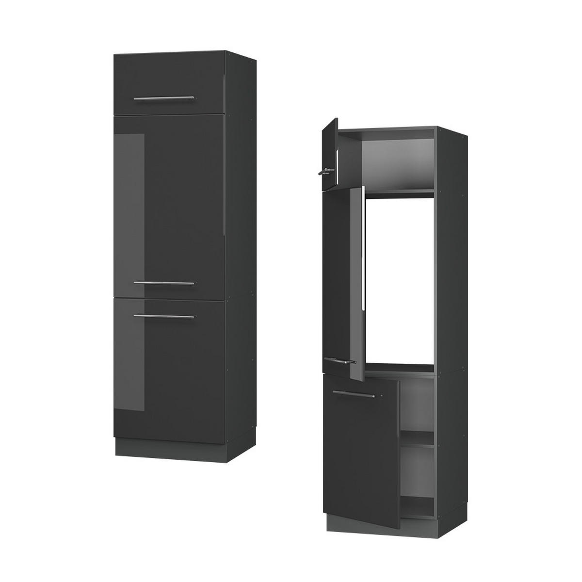 SKŘÍŇKA NA LEDNICI Fame-Line Antracitový vysoký lesk - antracitová/vysoce lesklá černá, kompozitní dřevo (60/206.8/58.1cm) - Vicco