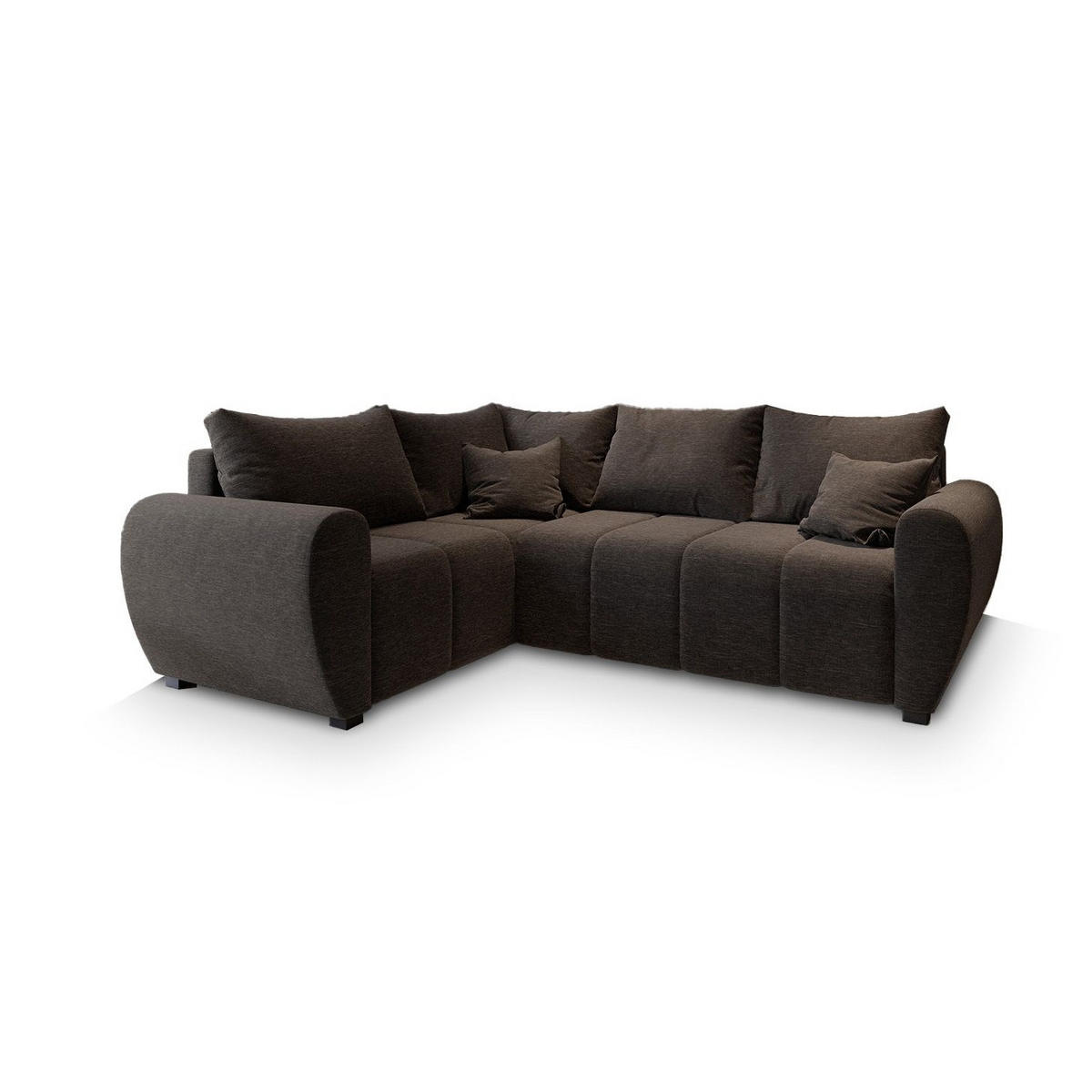 ECKSOFA MADISON L L-S Braun Dünner Stoff mit Schlaffunktion - Braun, Holz (235/175cm) - MASSENO