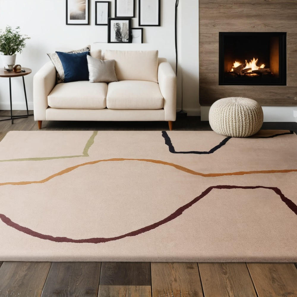 TEPPICH Schurwolle handgetuftet mit Linienmuster ELAN-Omont, Bunt 160x230 cm - Multicolor, Textil (160/230cm) - KADIMA DESIGN