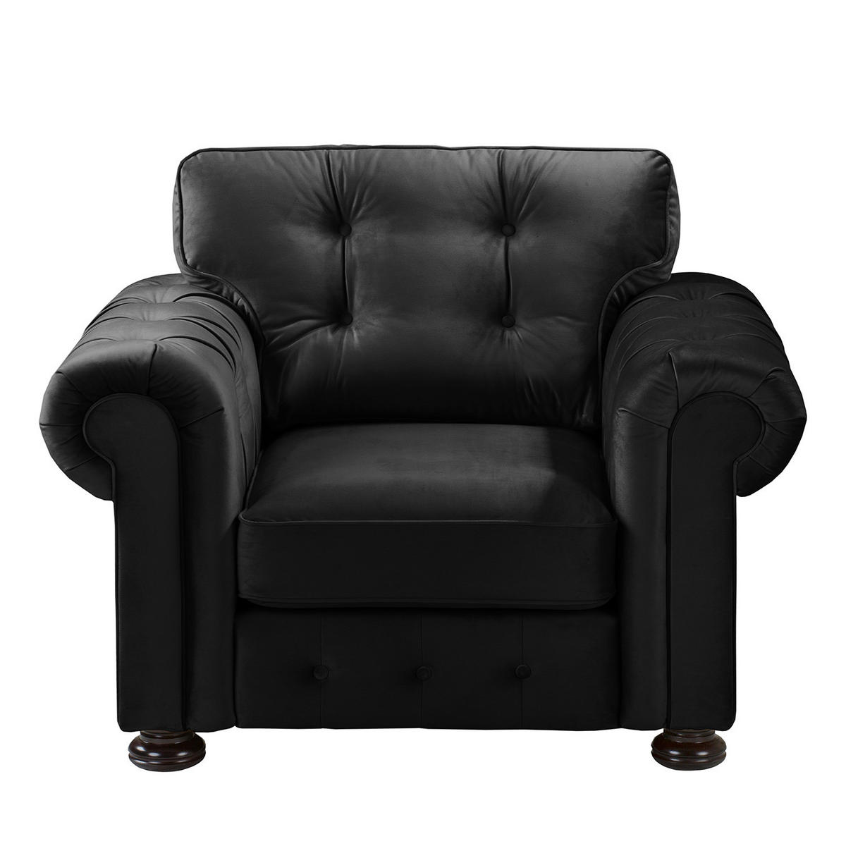 POLSTERGARNITUR (3-2-1) - Samt - Anthrazit, Textil (1/1/1cm) - home24