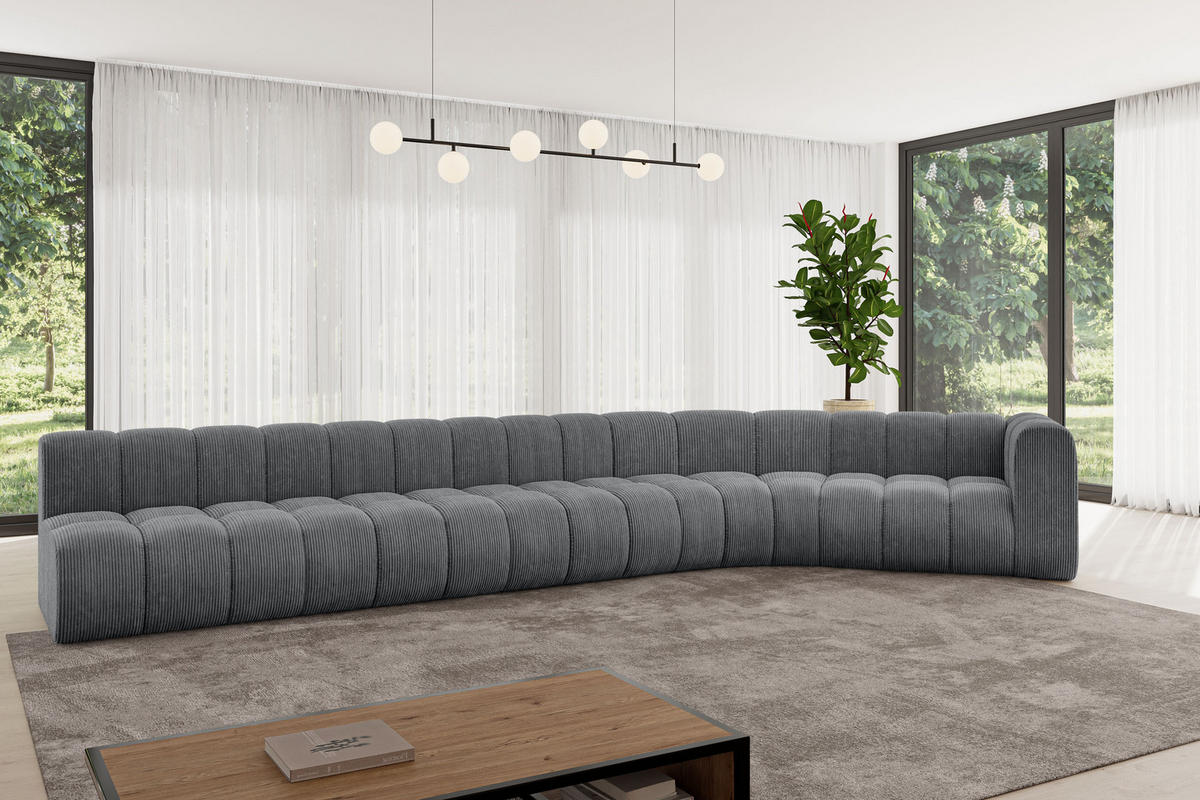 ECKSOFA modulares Sofa Karex-L3 - 490x194x70 cm Dunkelgrau - Dunkelgrau, Holzwerkstoff/Textil (490/194cm) - ALTDECOR