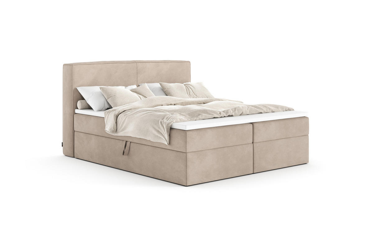 POLSTERBETT MITTO mit Bettkasten, Doppelbett - 180x200 cm - Beige/Naturfarben, Holz/Textil (180/200cm) - mybed.