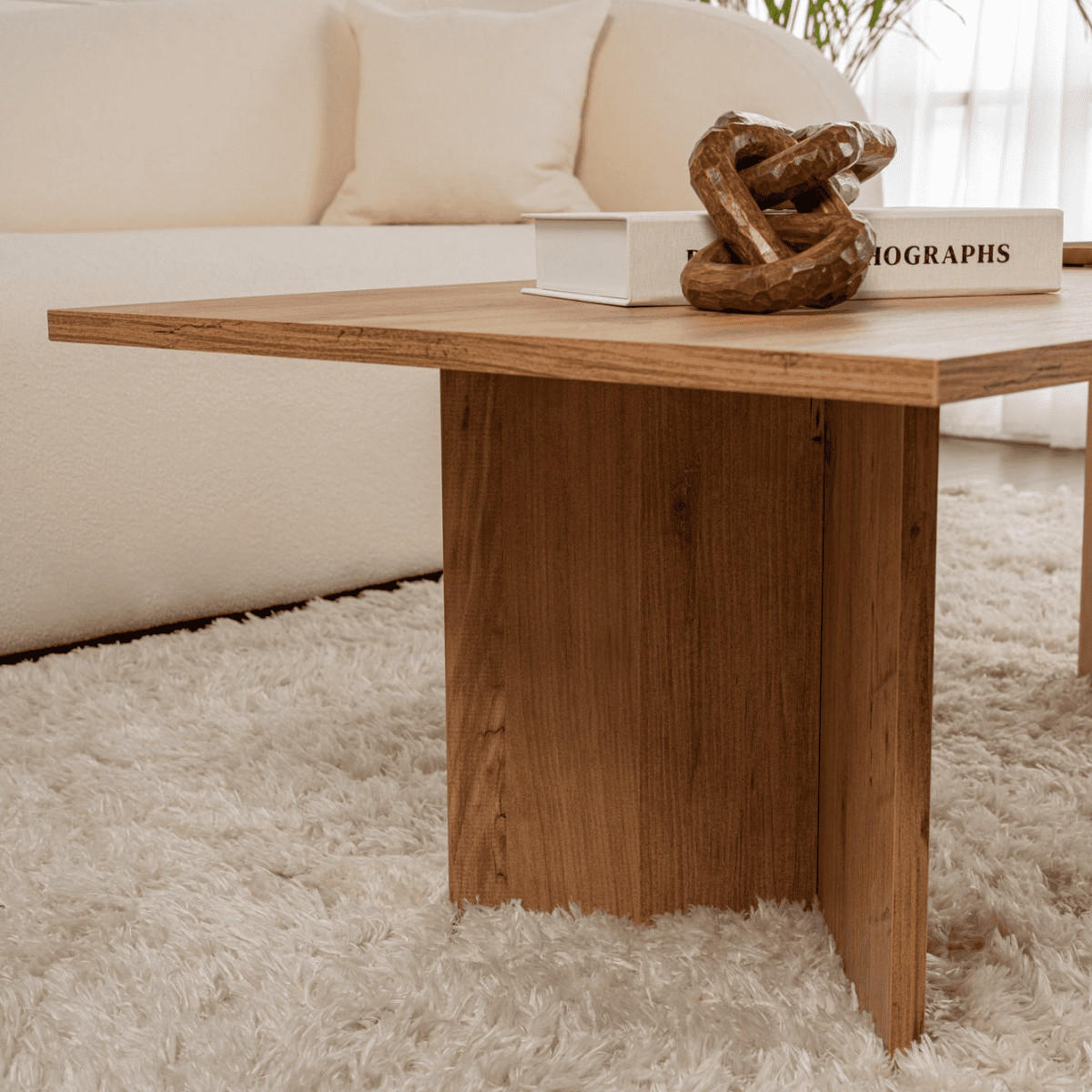 COUCHTISCH mit rechteckiger Platte 119/60/40 cm - Beige, Holzwerkstoff (119/60/40cm) - Calicosy