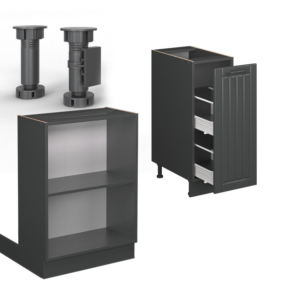 KUCHYŇSKÝ OSTROV Fame-Line Tmavě šedá - tmavě šedá/antracitová, kompozitní dřevo (90/82/60cm) - Vicco