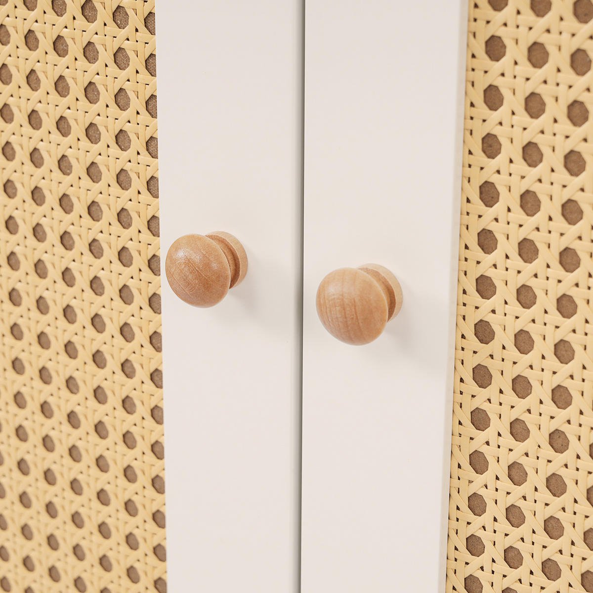 KLEIDERSCHRANK Weiß mit Rattan & Schublade Landhausstil 180×85×52 cm - Weiß, Holzwerkstoff (85/181/52cm) - Urban Meuble