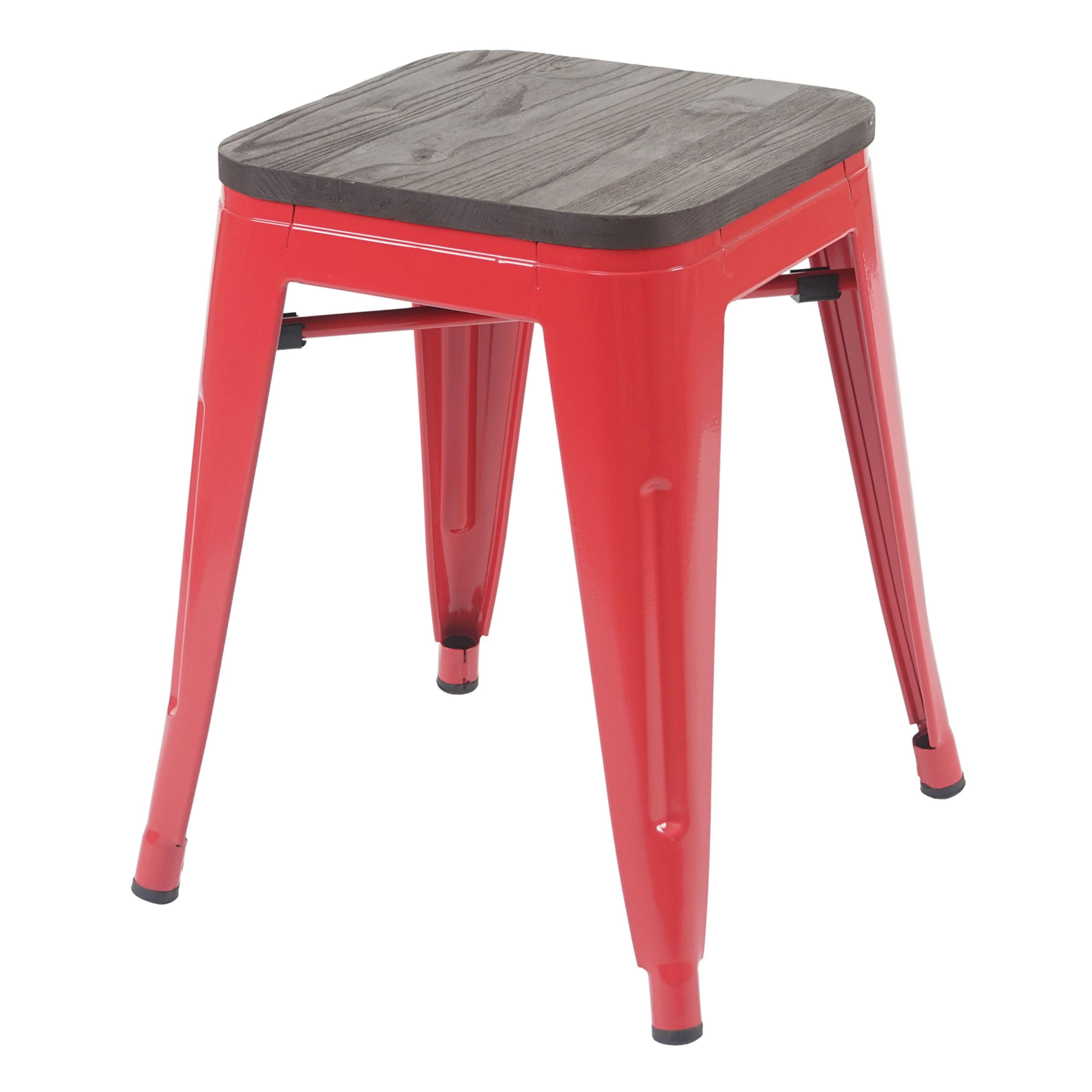 HOCKER INKL. HOLZ-SITZFLÄCHE Rot - Rot, Holz (39/45/39cm) - MCW