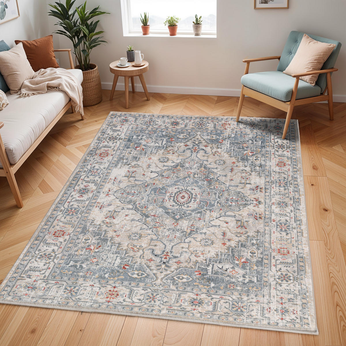 VINTAGE-TEPPICH 160/220 cm Blau - Blau, Naturmaterialien/Textil (160/220cm) - LIVABLISS
