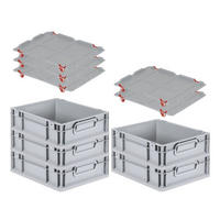 EUROBOX 5x Nextgen Economy Mit Auflagedeckel Grau/Rot Griffe Geschlossen 11 Liter - Rot, Kunststoff (30/12/40cm) - PROREGAL