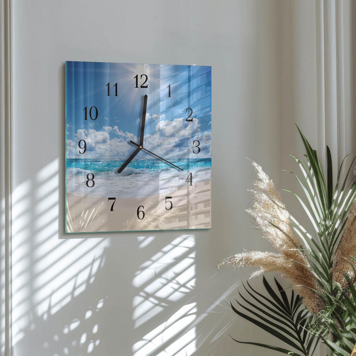 WANDUHR 30x30 cm - Meer - Blau, Glas (30/30/0.4cm) - TULUP