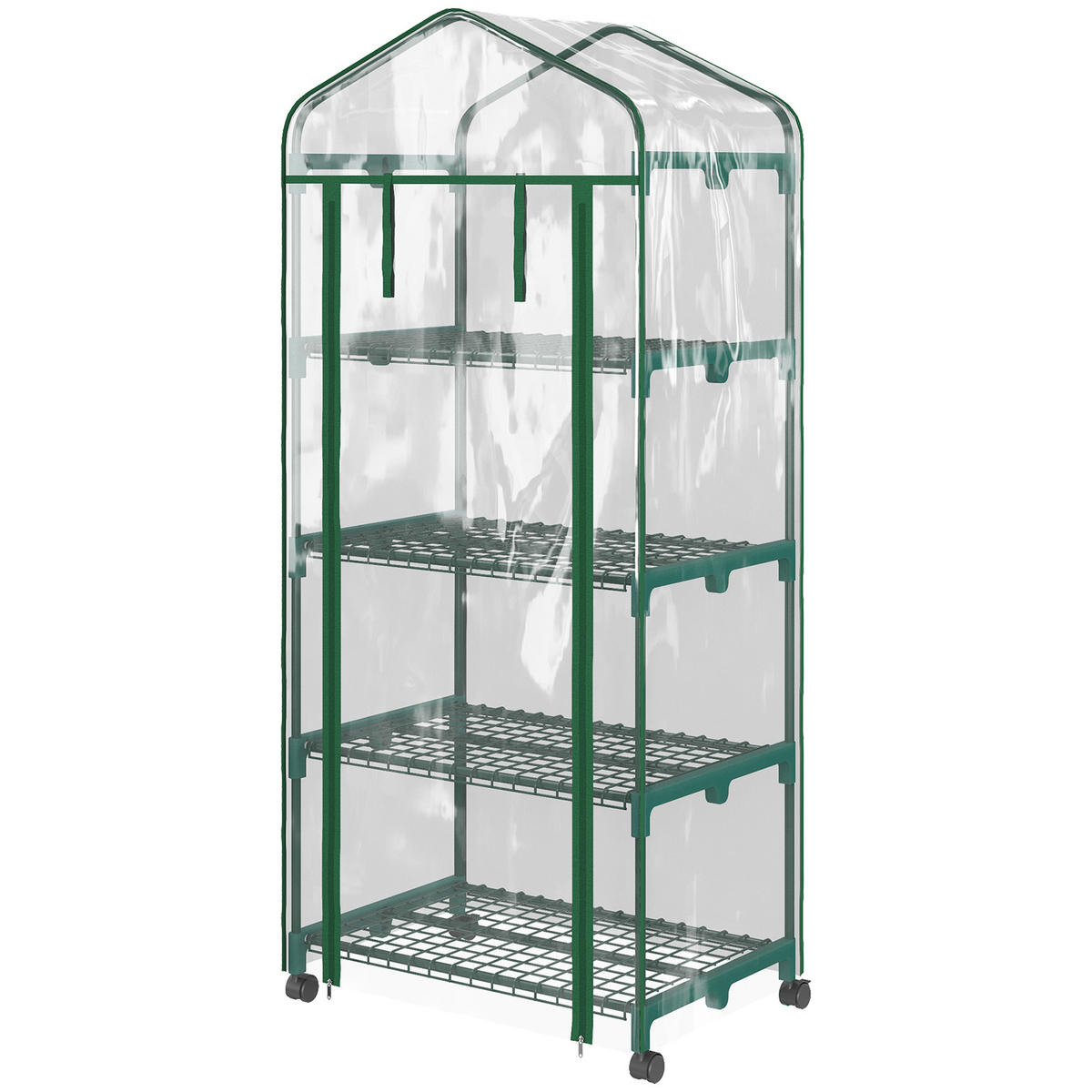 MINI-GEWÄCHSCHAUS DE-05706 Mit 4 Regalfächern Transparent - Transparent, Kunststoff/Metall (50/165/69cm) - ComfortXL