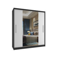 SCHWEBETÜRENSCHRANK Verona ME, Schwarz/Weiß Matt, 133 cm, mit Spiegel - Weiß, Holz (133/216/60cm) - B BELINI GROUP