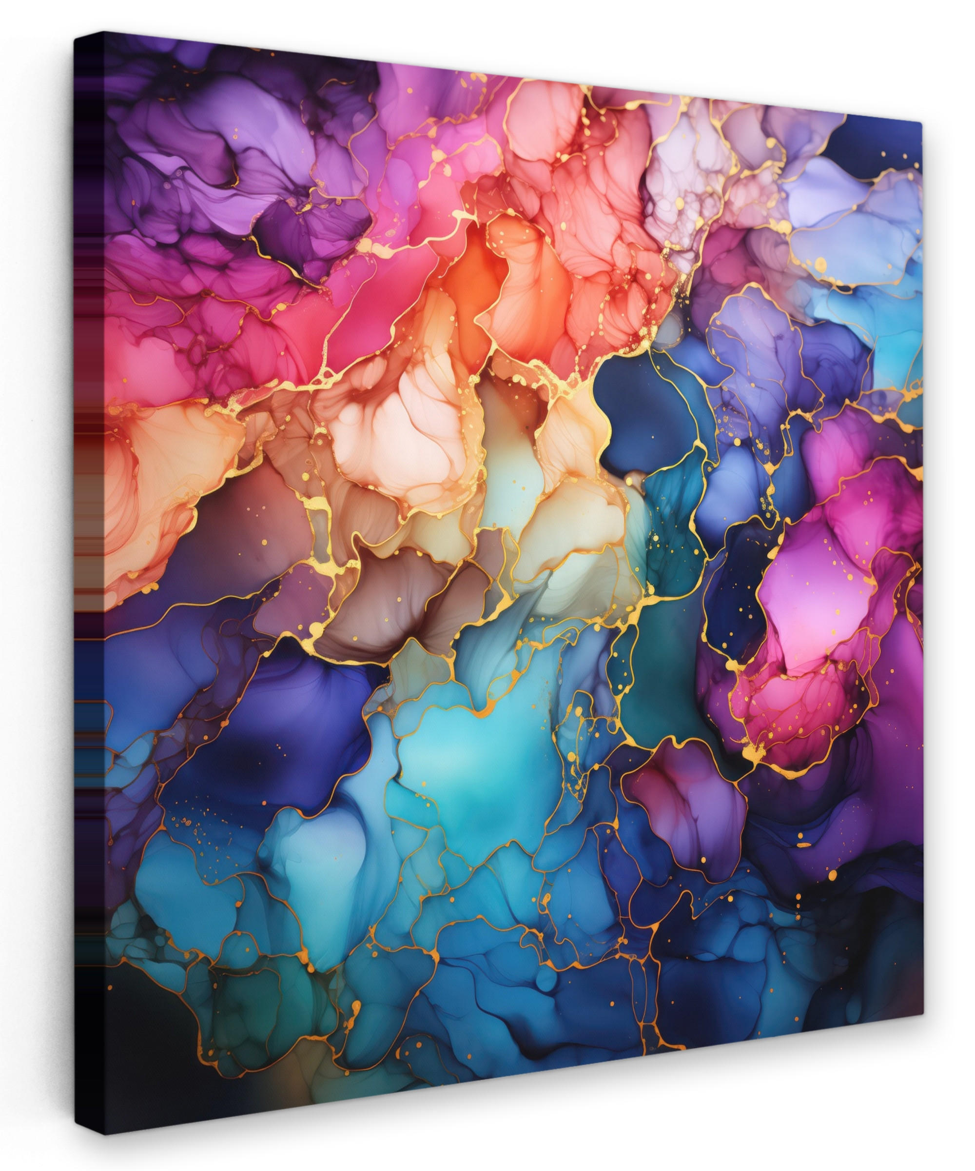 LEINWANDBILD Marmor - Bunt - Abstrakt 90x90 cm - Multicolor, Textil (90/90cm) - MuchoWow