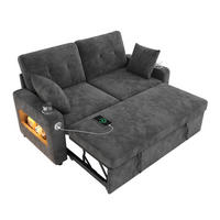 SOFA NA RAZVLAČENJE 2-sjedalo u sivoj boji s funkcijom razvlačenja, chenille - siva/crna, drvni materijal/tekstil (141.5/83.5/131cm) - CHICFURN