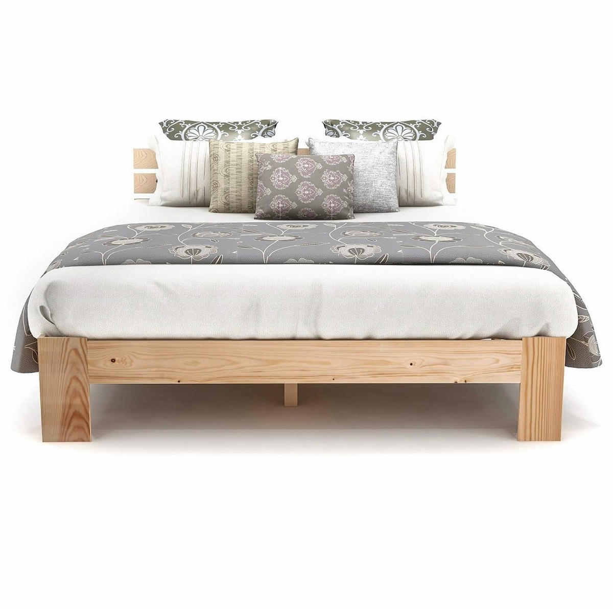 BETT 140/200 cm aus Massivholz in Natur mit Lattenrost - Naturfarben, Holz (140/200cm) - Flora Grace