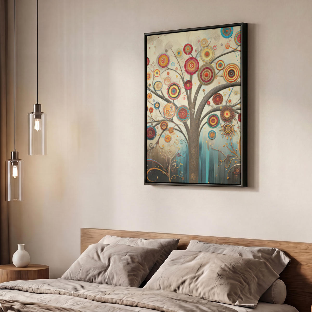 LEINWAND Bilder mit Rahmen - Baum - Baum des Lebens - Farbe - 50x70 - Braun, Textil (50/70cm) - MuchoWow