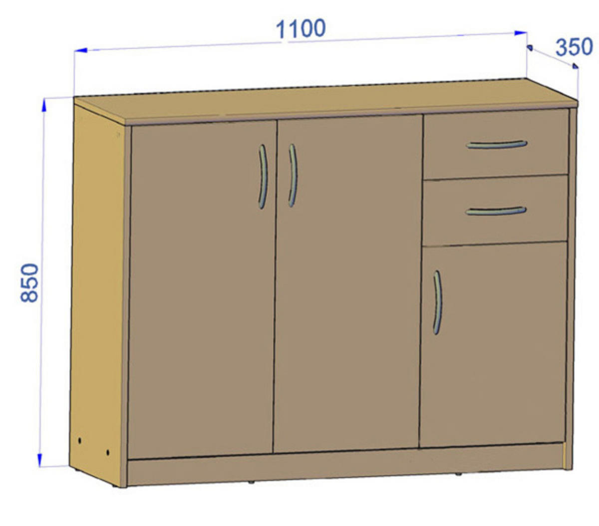 KOMMODE 3D2S Sonoma Eiche 110/35/85 cm - Sonoma Eiche, Holzwerkstoff (110/85/35cm) - Matkam Möbel