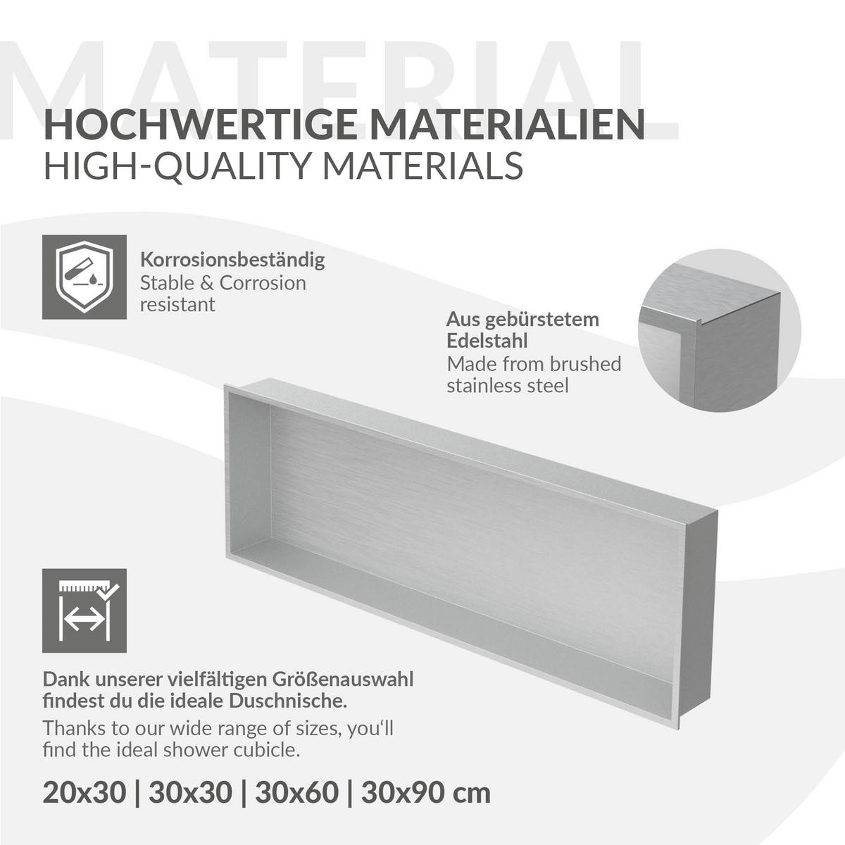 DUSCHNISCHE Silber 90/30 cm - Silberfarben, Metall (90/30/10cm) - LuxeBath