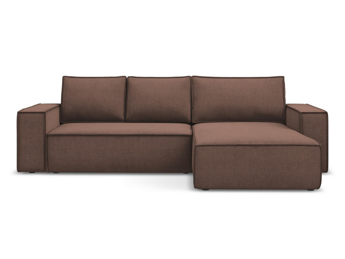 ECKSOFA mit Schlaffunktion Strukturstoff Stoff Pink - Pink/Hellrosa, Kunststoff/Textil (290/185cm) - Makamii