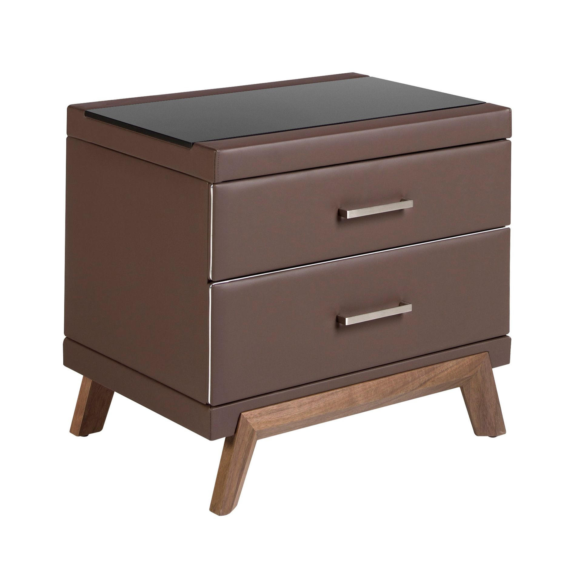 Angel Cerda Nachtschrank Walnuss, Braun, Schwarz 60x56x46 cm