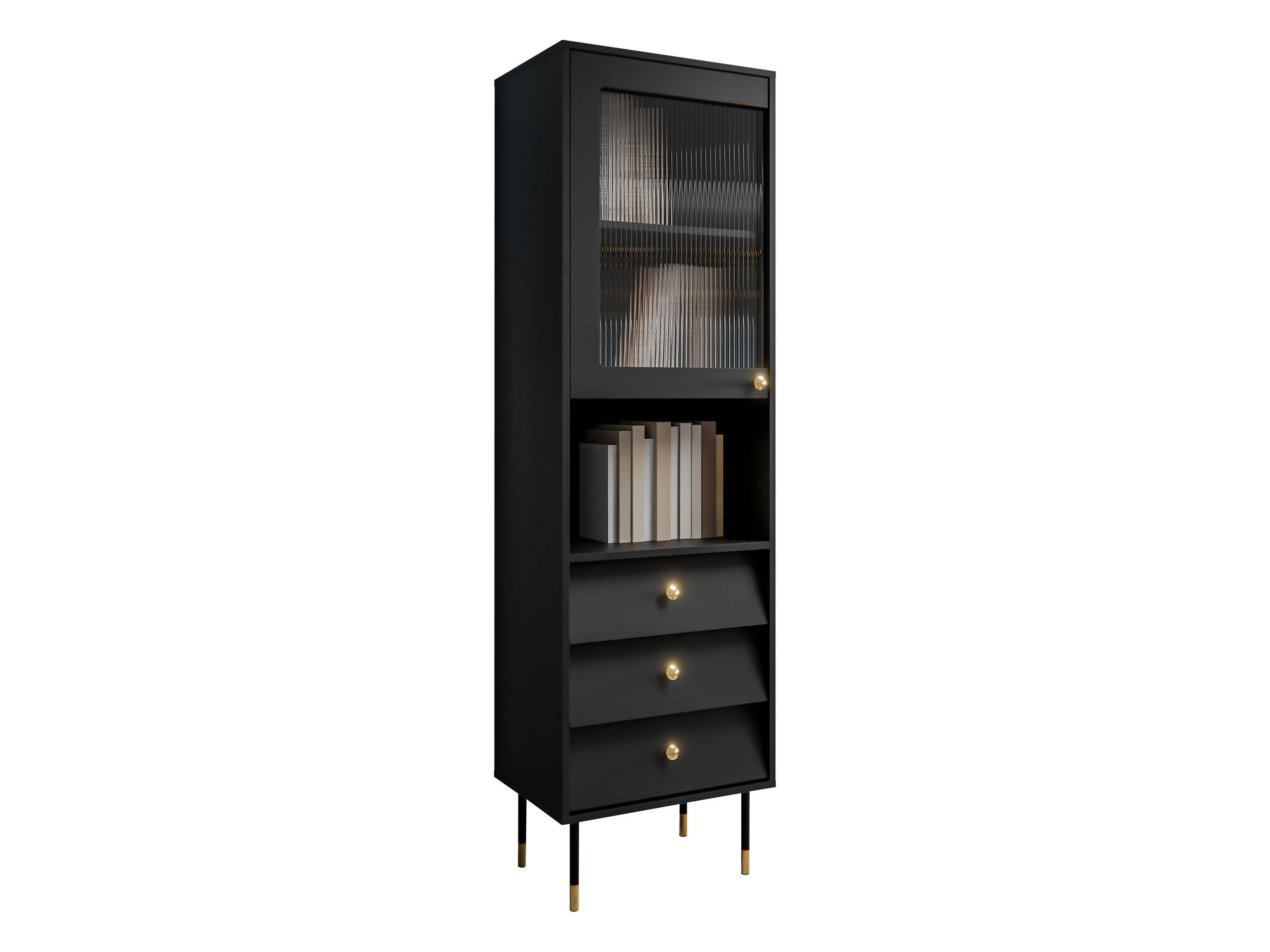 STANDVITRINE Valerio - Goldfarben/Schwarz, Holzwerkstoff/Kunststoff (52/180/39cm) - MIRJAN24