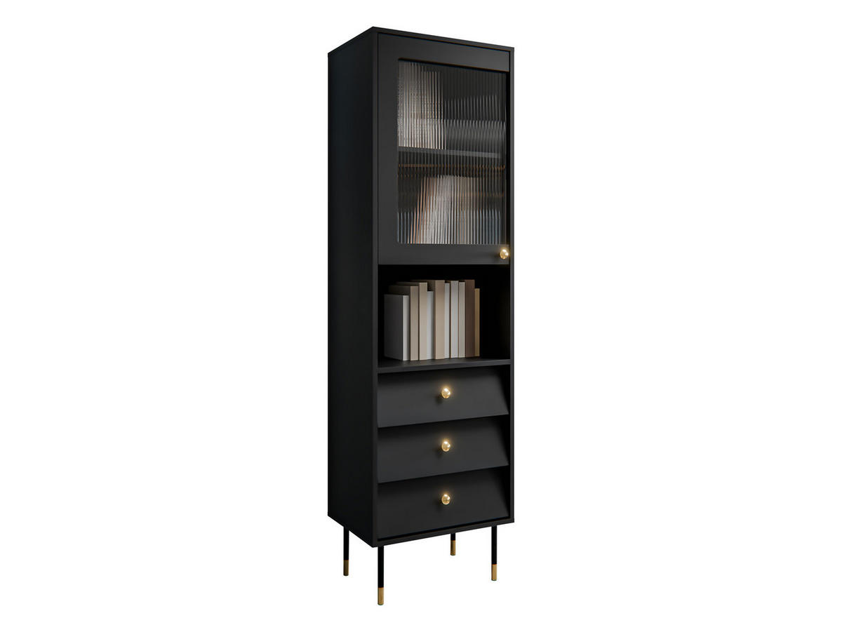 STANDVITRINE Valerio - Goldfarben/Schwarz, Holzwerkstoff/Kunststoff (52/180/39cm) - MIRJAN24