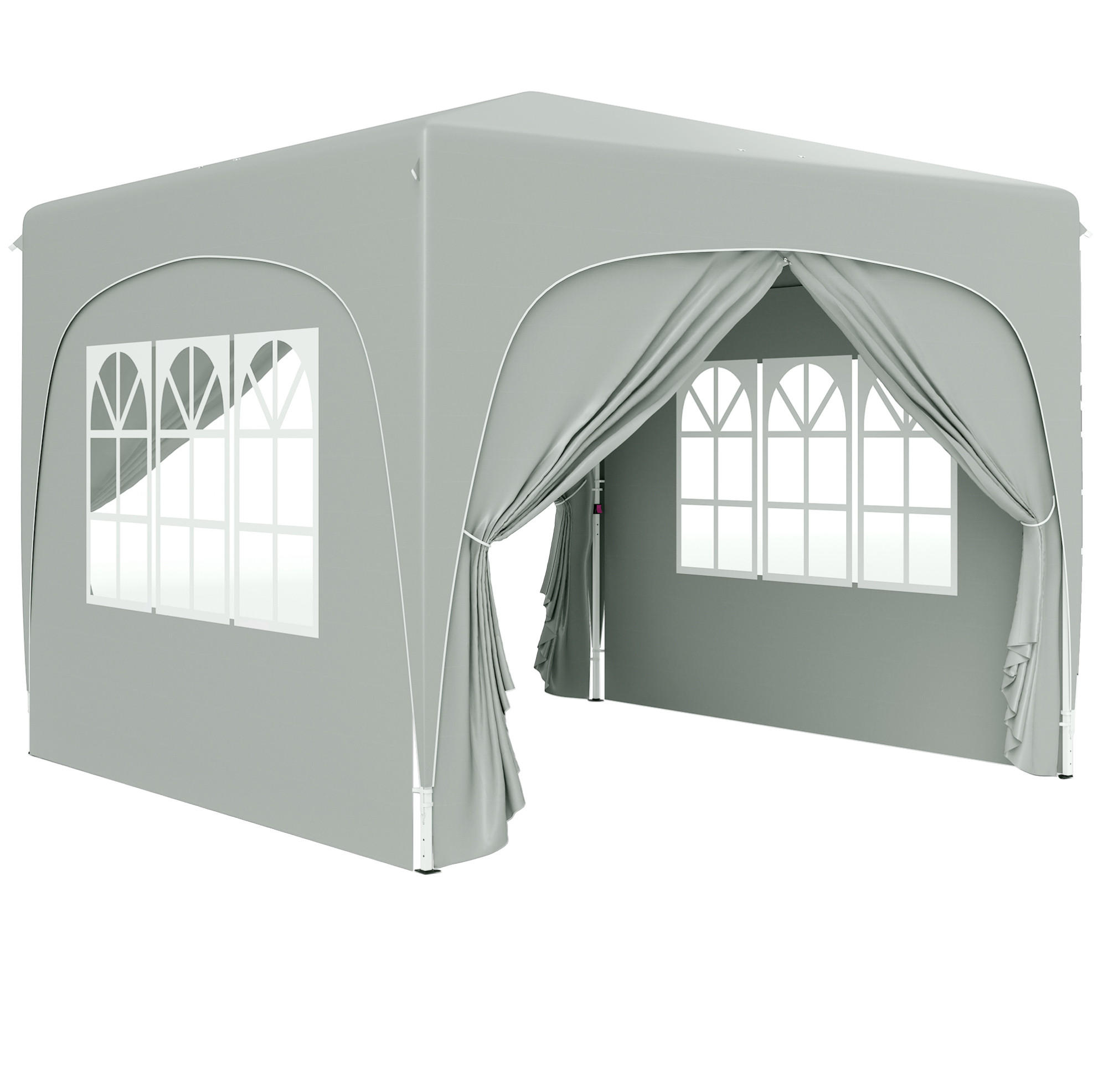 FALTPAVILLON 300/300/273 cm höhenverstellbar mit 4 Seitenteilen und UV-Schutz 50+, aus Polyester, Hellgrau - Hellgrau, Textil (300/273/300cm) - Redom