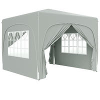 FALTPAVILLON 300/300/273 cm höhenverstellbar mit 4 Seitenteilen und UV-Schutz 50+, aus Polyester, Hellgrau - Hellgrau, Textil (300/273/300cm) - Redom