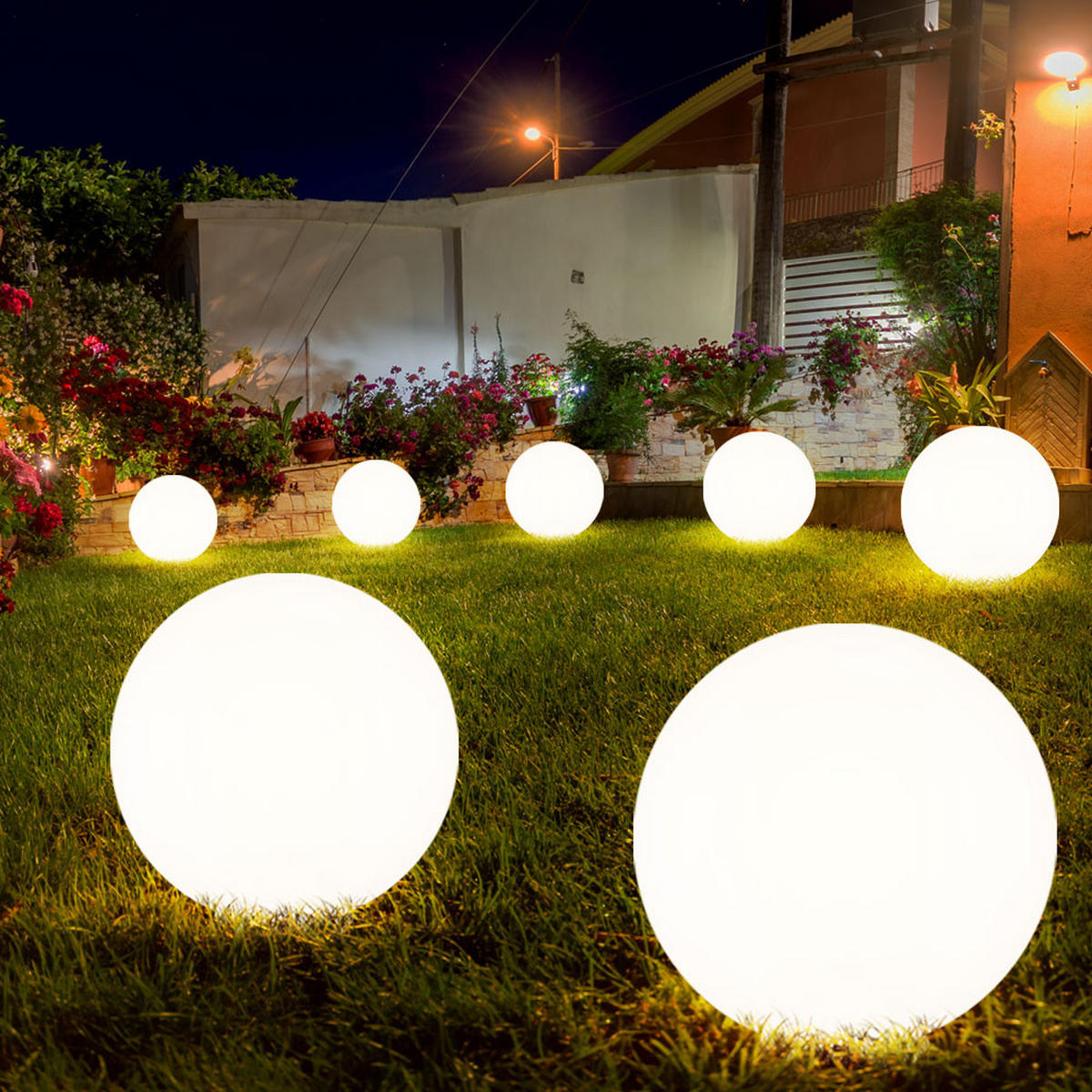LED AUSSENLEUCHTE Kunststoff Weiß 3er Set - Weiß, Kunststoff (25/25/65cm)