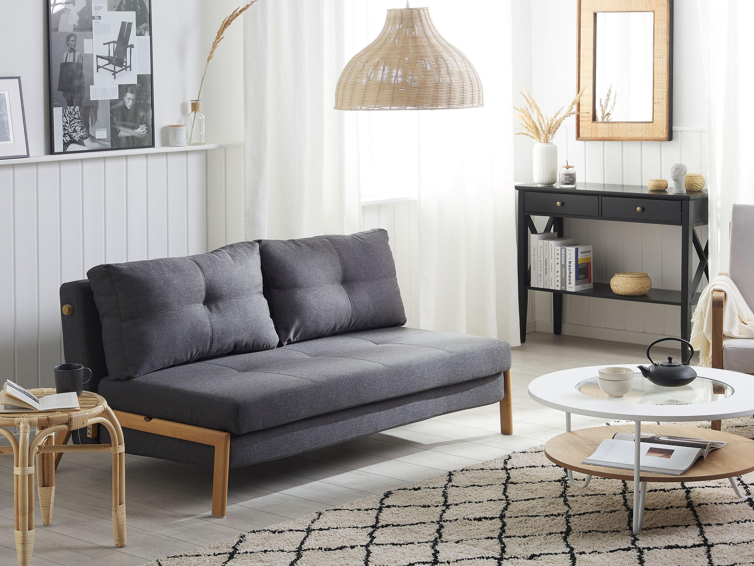 2-SITZER-SCHLAFSOFA Polsterbezug Dunkelgrau Edland - Dunkelgrau, Textil (152/76/92cm) - Beliani