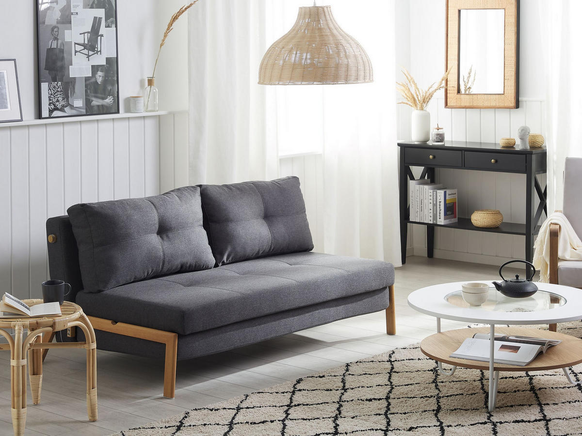2-SITZER-SCHLAFSOFA Polsterbezug Dunkelgrau Edland - Dunkelgrau, Textil (152/76/92cm) - Beliani
