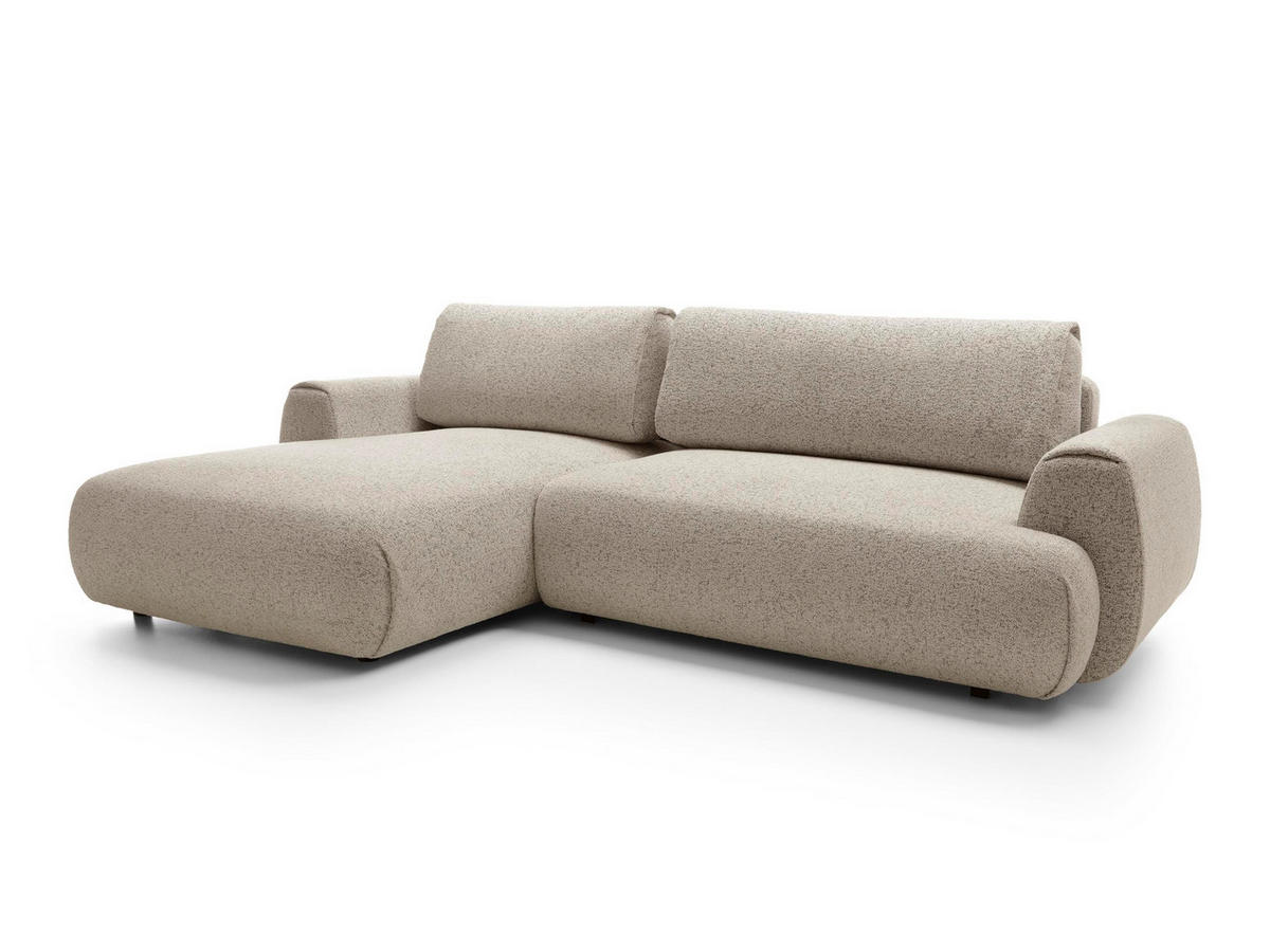 ECKSOFA Morena Dunkelbeige, mit Schlaffunktion, linke seite - Ecru/Schwarz, Holzwerkstoff/Textil (167/270cm) - Bettso