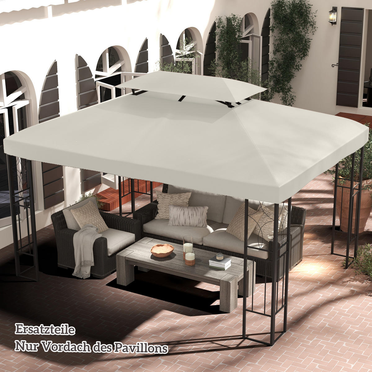 ERSATZDACH für Pavillon DE-05915 3/4 m Cremeweiß - Creme, Textil (400/20/300cm) - ComfortXL