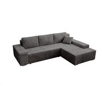 ECKSOFA Milo mit Schlaffunktion und Bettkasten, Couch L-Form, Cord-Stoff, 273x85x185 cm, Dunkelgrau - Dunkelgrau, Holz (273/185cm) - PROMETO Möbel
