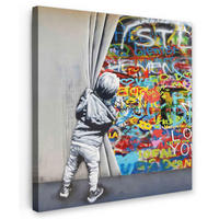 LEINWANDBILD Graffiti - Junge - Ilussie - Straßenkunst 50x50 cm - Hellgrau, Textil (50/50cm) - MuchoWow