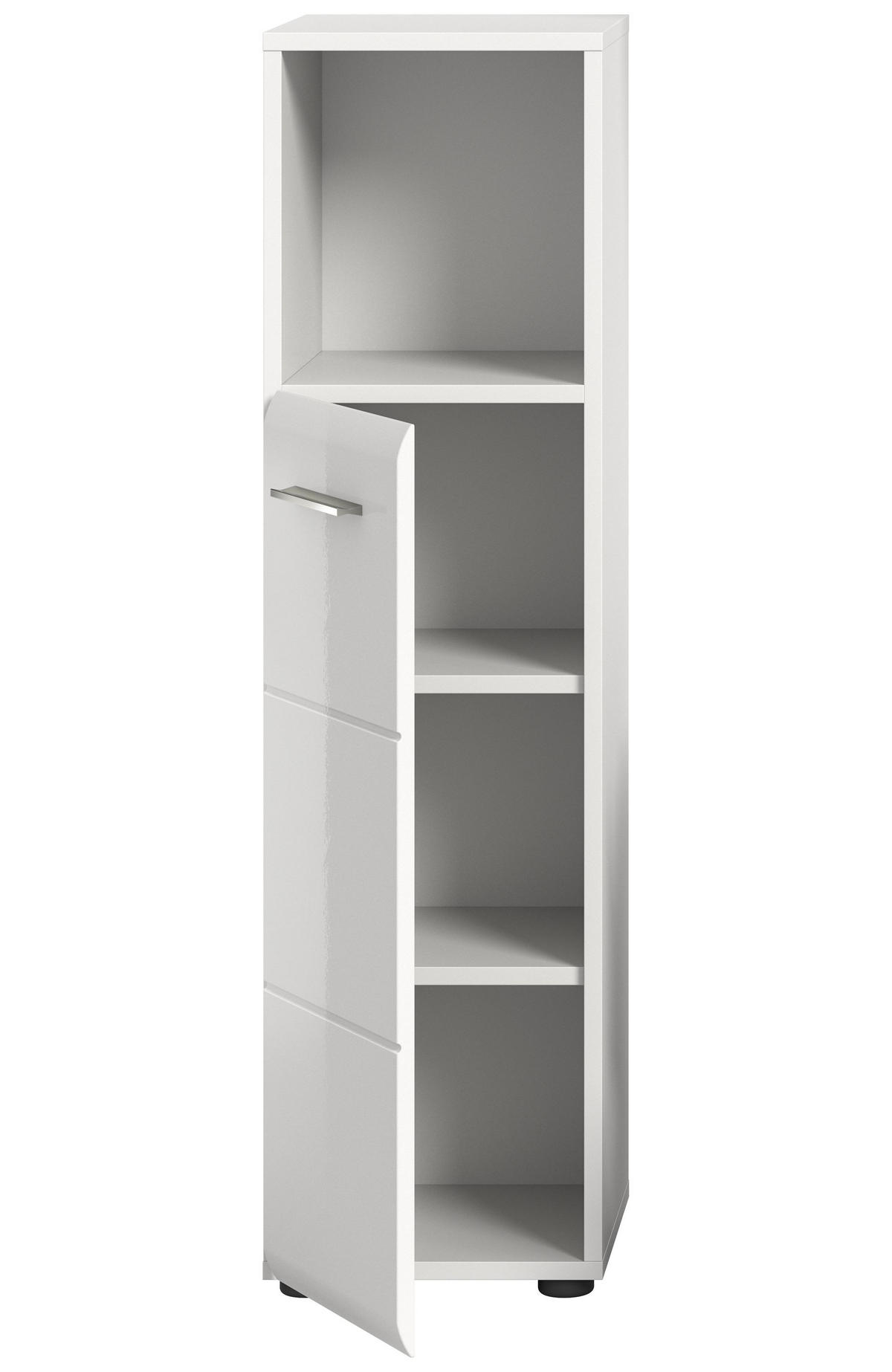 STANDSCHRANK hoch Ice Bad in weiß Nachbildung und weiß hochglanz B/H/T: 30x110x30 cm - Weiß, Holz (30/110/30cm)