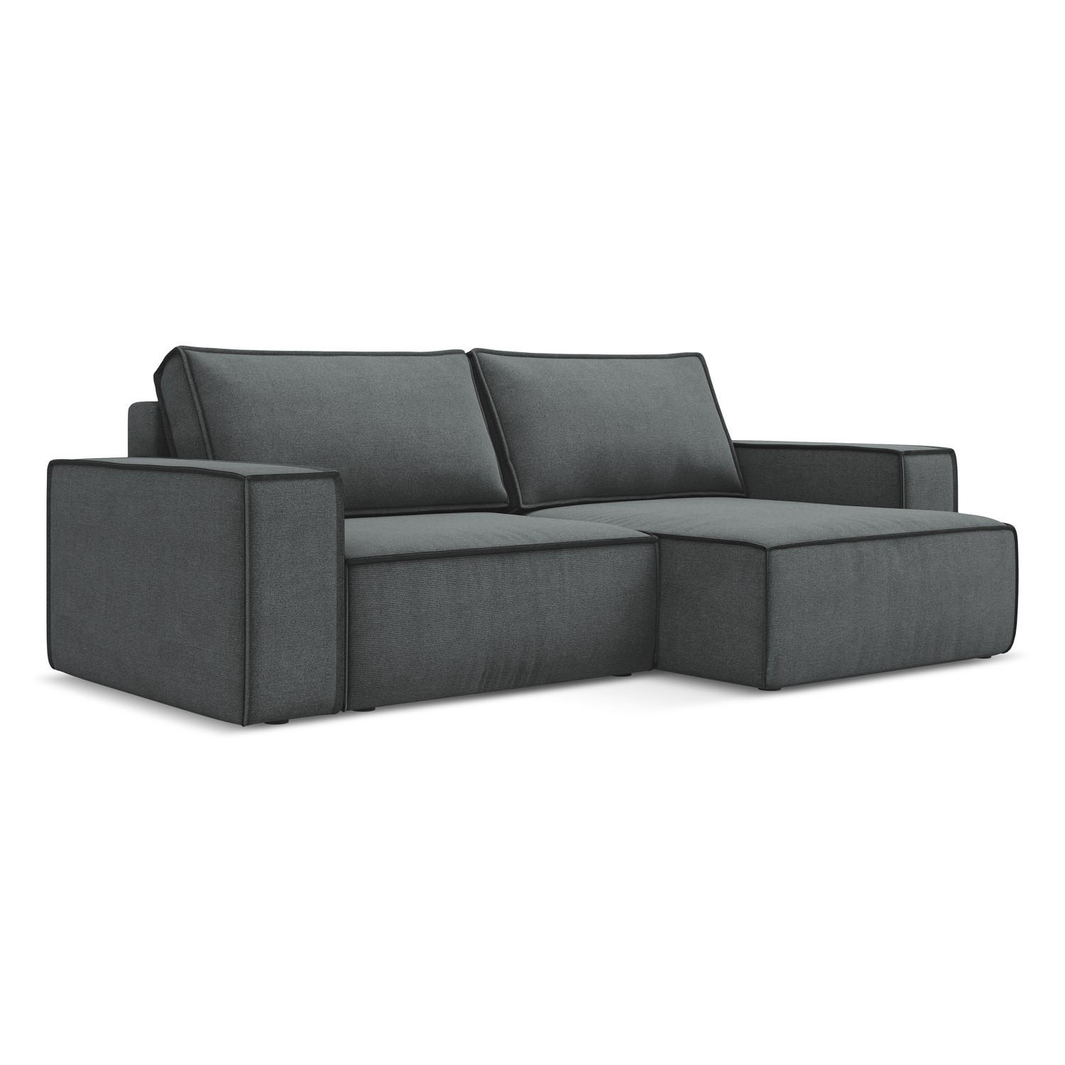 ECKSOFA mit Schlaffunktion Strukturstoff Stoff Grau - Schwarz/Grau, Kunststoff/Textil (257/148cm) - LaMiaSofa