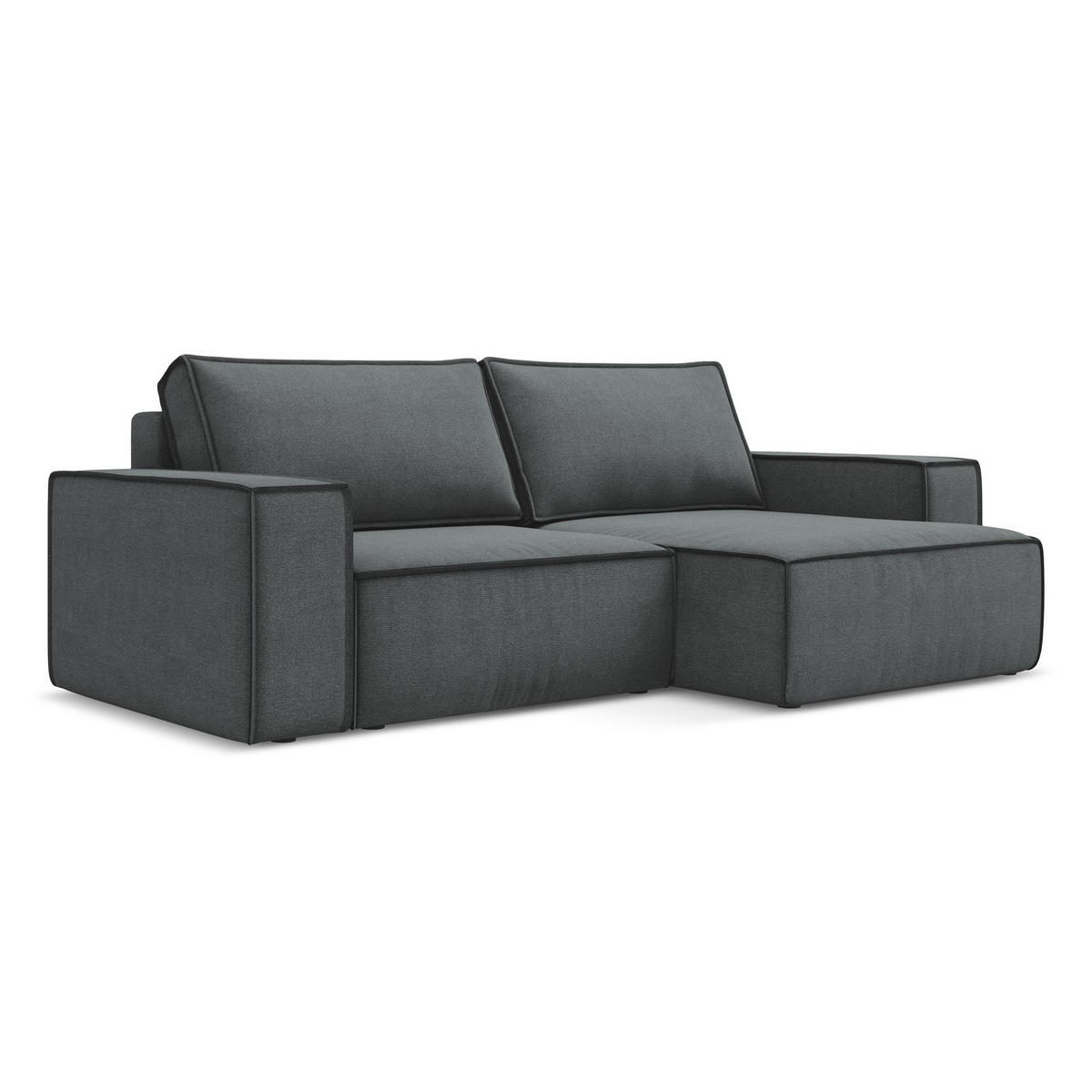 ECKSOFA mit Schlaffunktion Strukturstoff Stoff Grau - Schwarz/Grau, Kunststoff/Textil (257/148cm) - LaMiaSofa