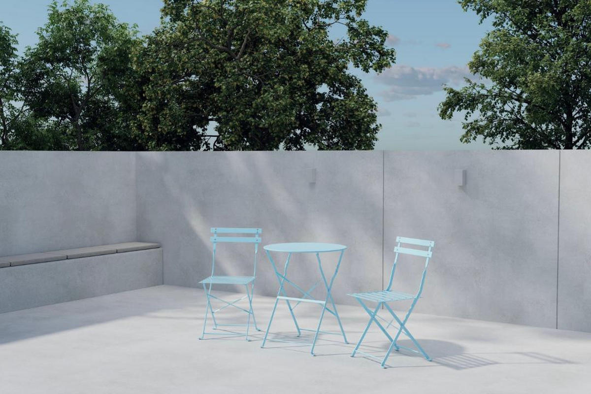 GARTENSET, Tao, Blau, Stahl, 60 x 60 x 71 cm, 3-teilig - Blau, Metall - ebuy24