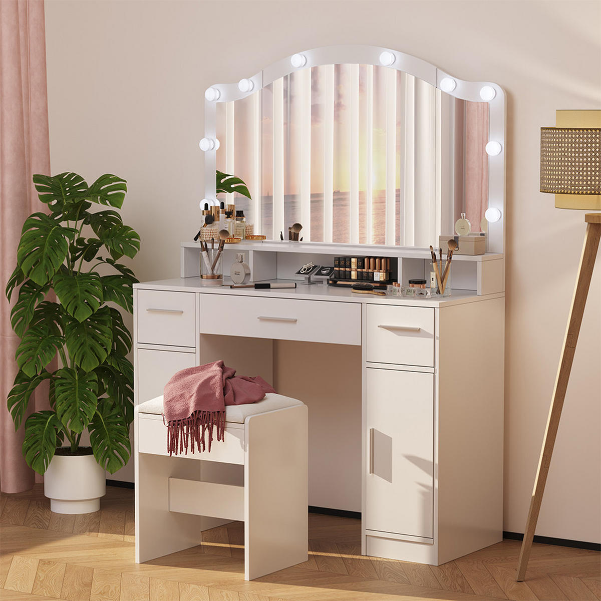 TOALETNÍ STOLEK Lumira Bílá - bílá, kompozitní dřevo (110/150.5/40cm) - Vicco