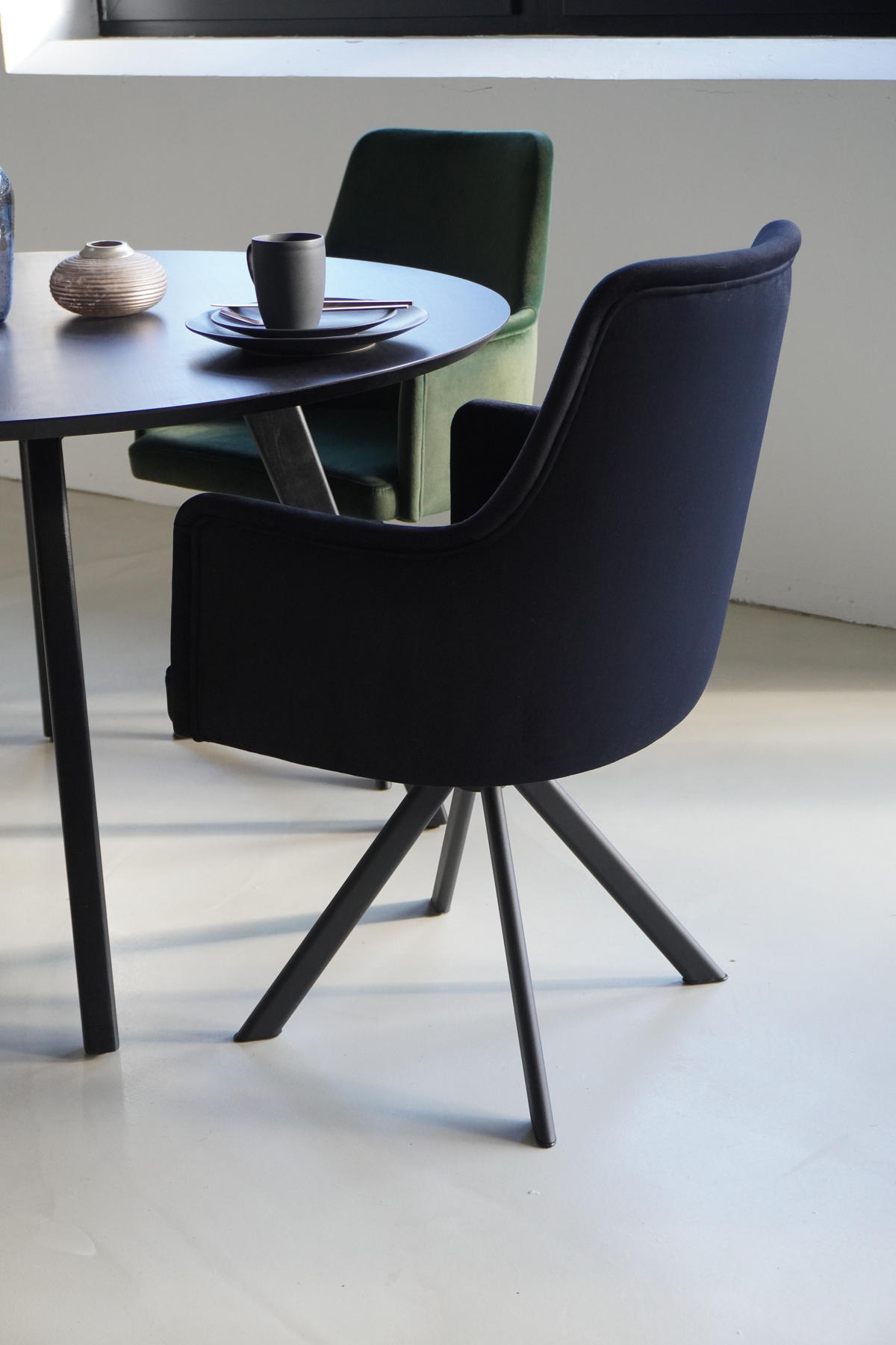 ARMLEHNENSTUHL Sello schwarz mit S-Fuß drehbar - Schwarz, Textil/Metall (55/90/58cm) - INKA furniture