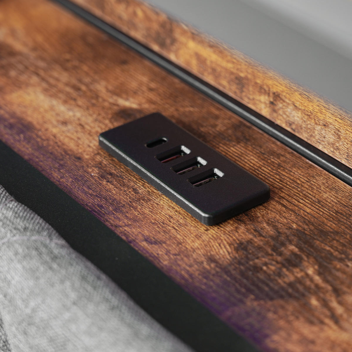 STAURAUMBETT 90/200 cm DE-00424, in Grau, Stauraum-Kopfteil und 2 Schubladen - Grau, Metall (90/200cm) - ComfortXL