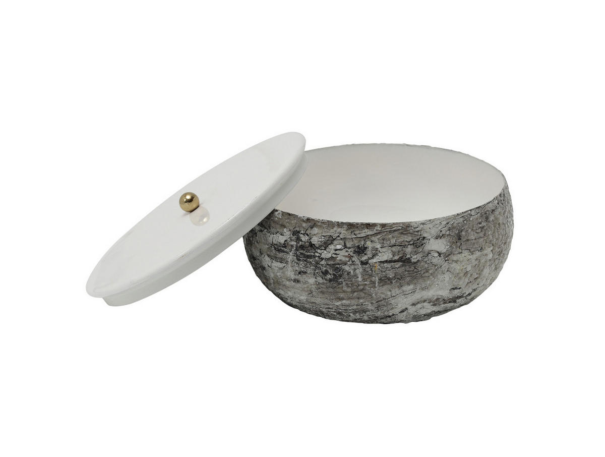 AUFBEWAHRUNGSBOX Mosaic Marble Weiß 16.5/16.5/7.5 cm - Weiß, Metall (16.5/7.5/16.5cm) - Present Time