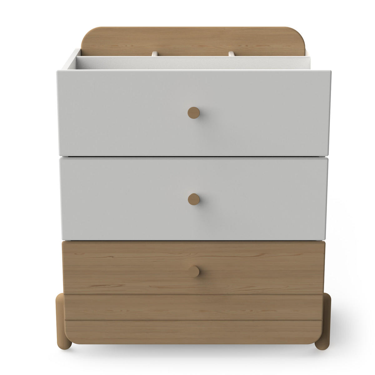 KOMMODE 3 Schubladen weiß und Eiche-Dekor H81,6 cm – EDAJ - Weiß, Holzwerkstoff (40.9/81.2/72.8cm) - Calicosy