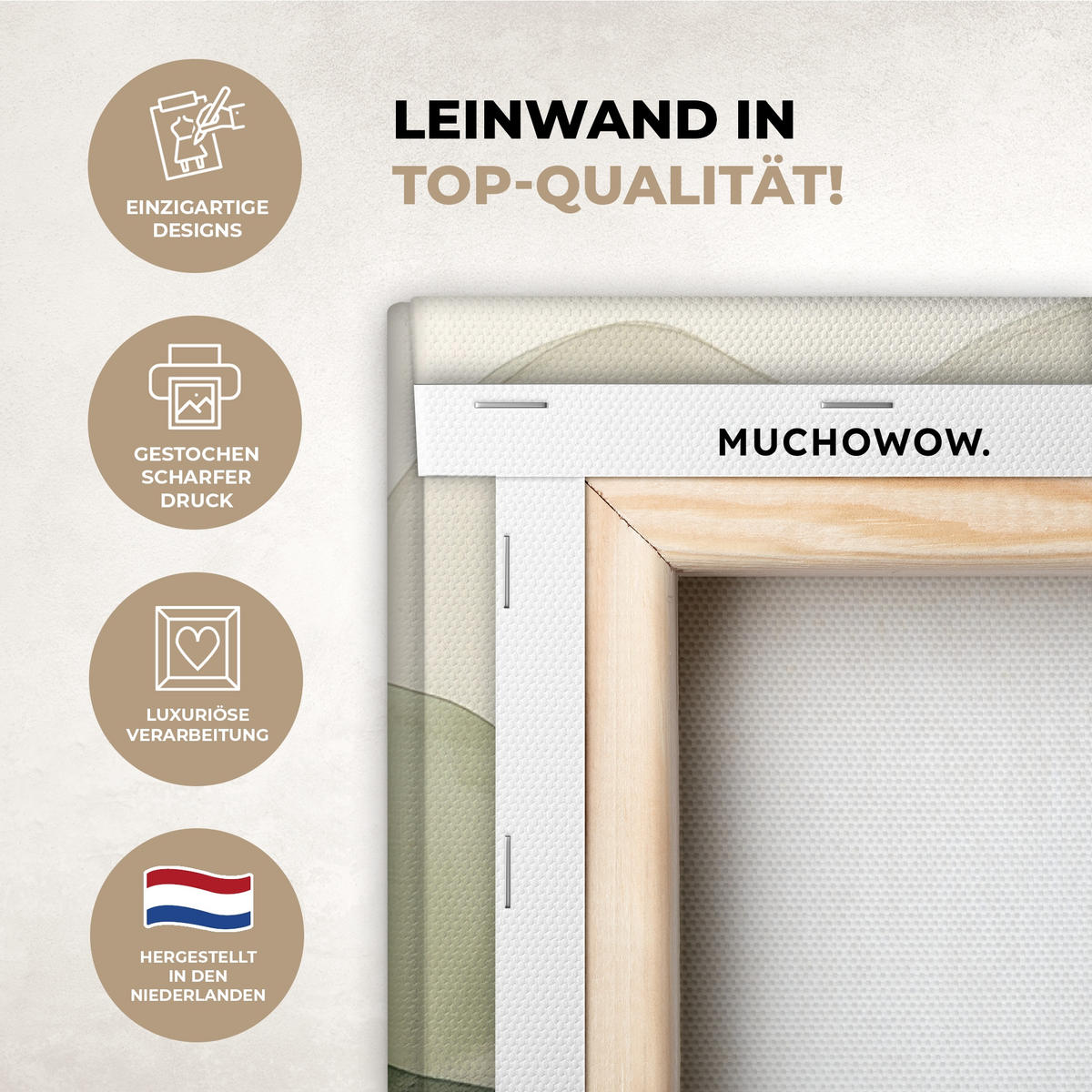 LEINWANDBILD Japandi - Abstrakt - Grün 60x80 cm - Salbeigrün, Textil (60/80cm) - MuchoWow