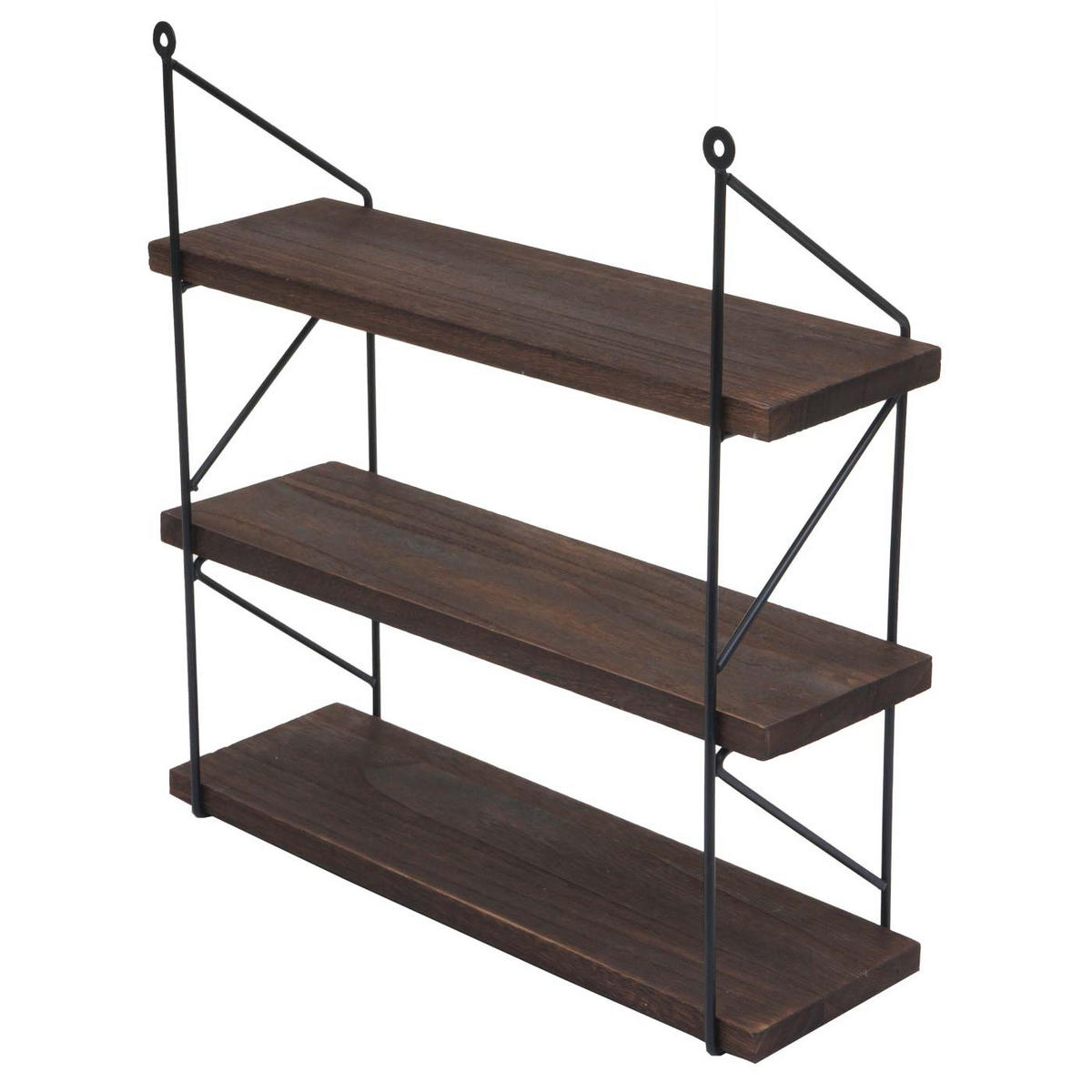 WANDREGAL 40x40x13cm 3 Regalböden Metall Massiv-Holz Industrial Dunkelbraun - Dunkelbraun, Metall (40/40/13cm) - BERLINLODGE