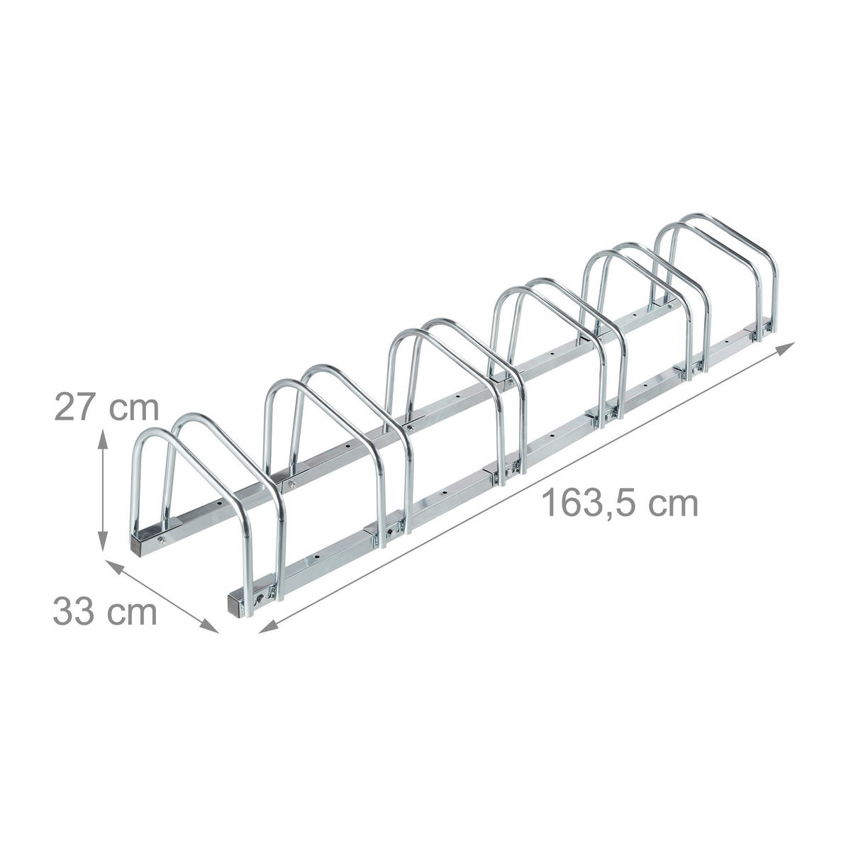 FAHRRADSTÄNDER Silber für 6 Fahrräder verzinkter Stahl - Silberfarben, Metall (163.5/27/33cm) - Relaxdays