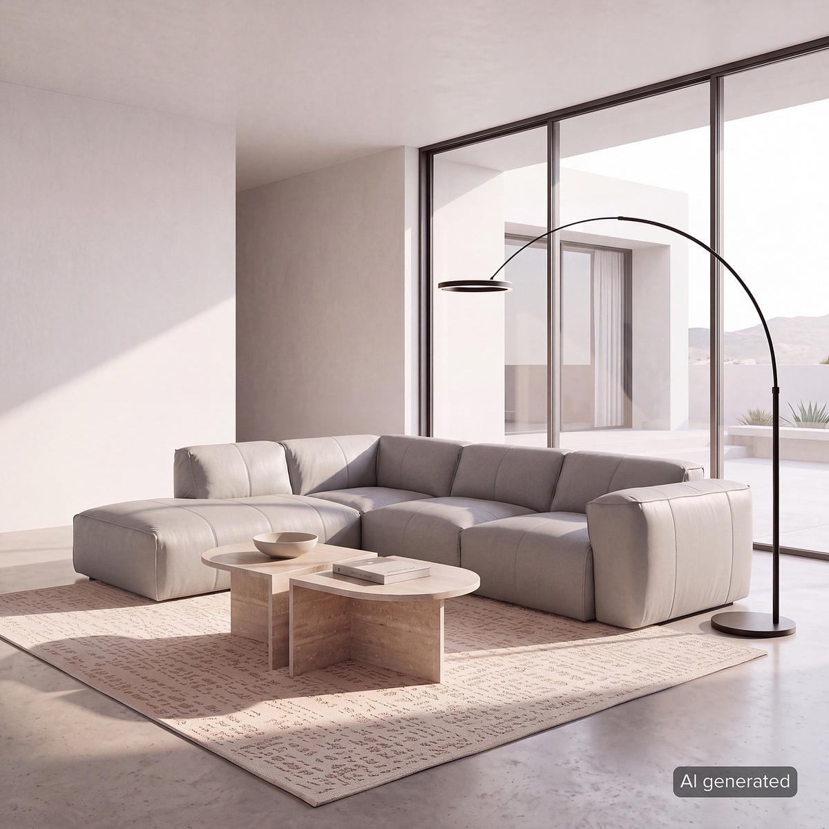 3-SITZER ECKSOFA mit Recamiere - Hellgrau/Schwarz, Leder/Kunststoff (295/231cm) - home24