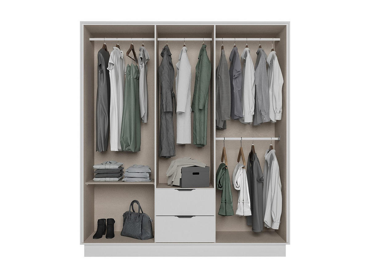 KLEIDERSCHRANK - 162 cm x 46.5 cm - holz - weiß Feova - Weiß, Holz (162/182/46.5cm) - Vente-Unique