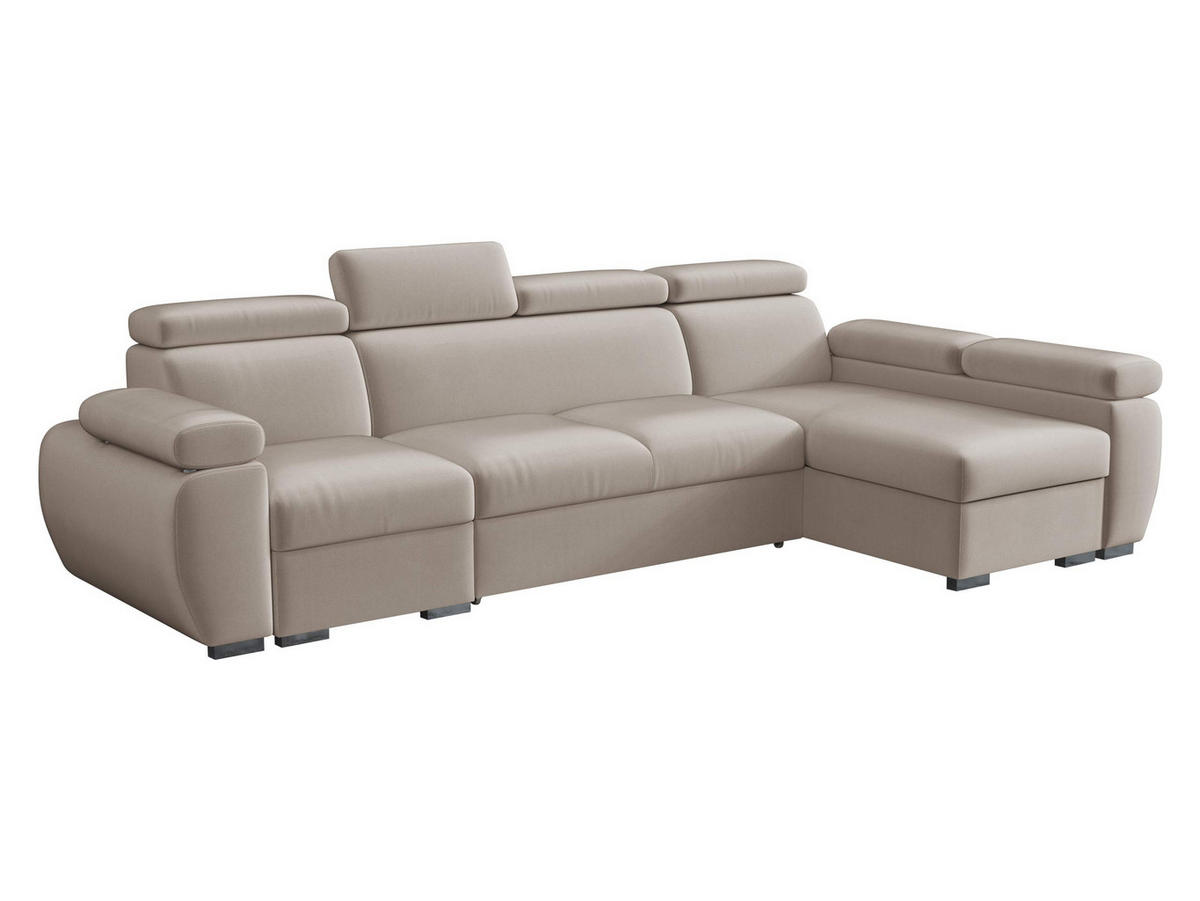 ECKSOFA Boston LCP, Seite: Rechts 1P(65)+2R+LCP - Silberfarben/Naturfarben, Holz/Textil (320/170cm) - MIRJAN24